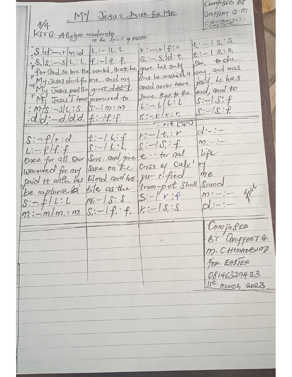 My Jesus Died For Me - Choir Script PDF Thumbnail