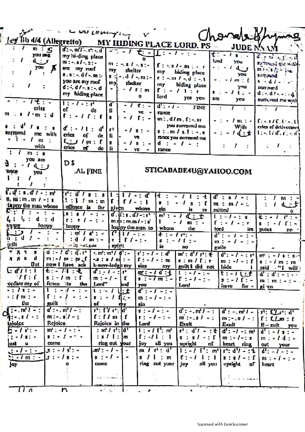 MY HIDING PLACE LORD. PS - Choir Script PDF Thumbnail