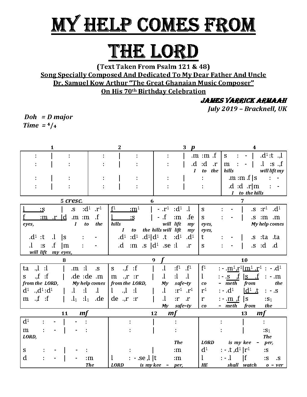 MY HELP COMES FROM THE LORD