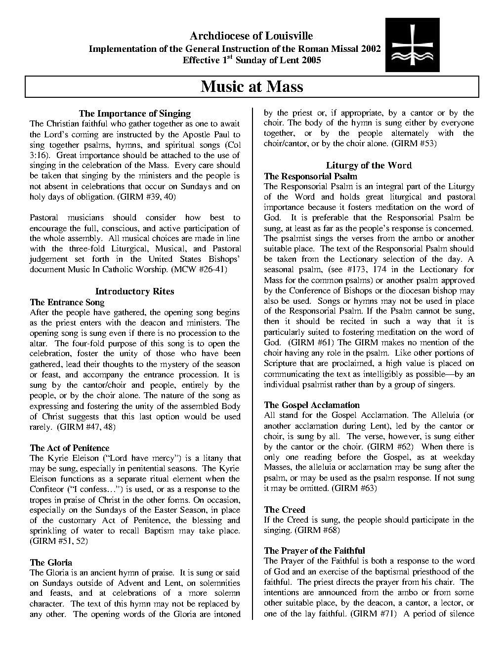 Music at mass