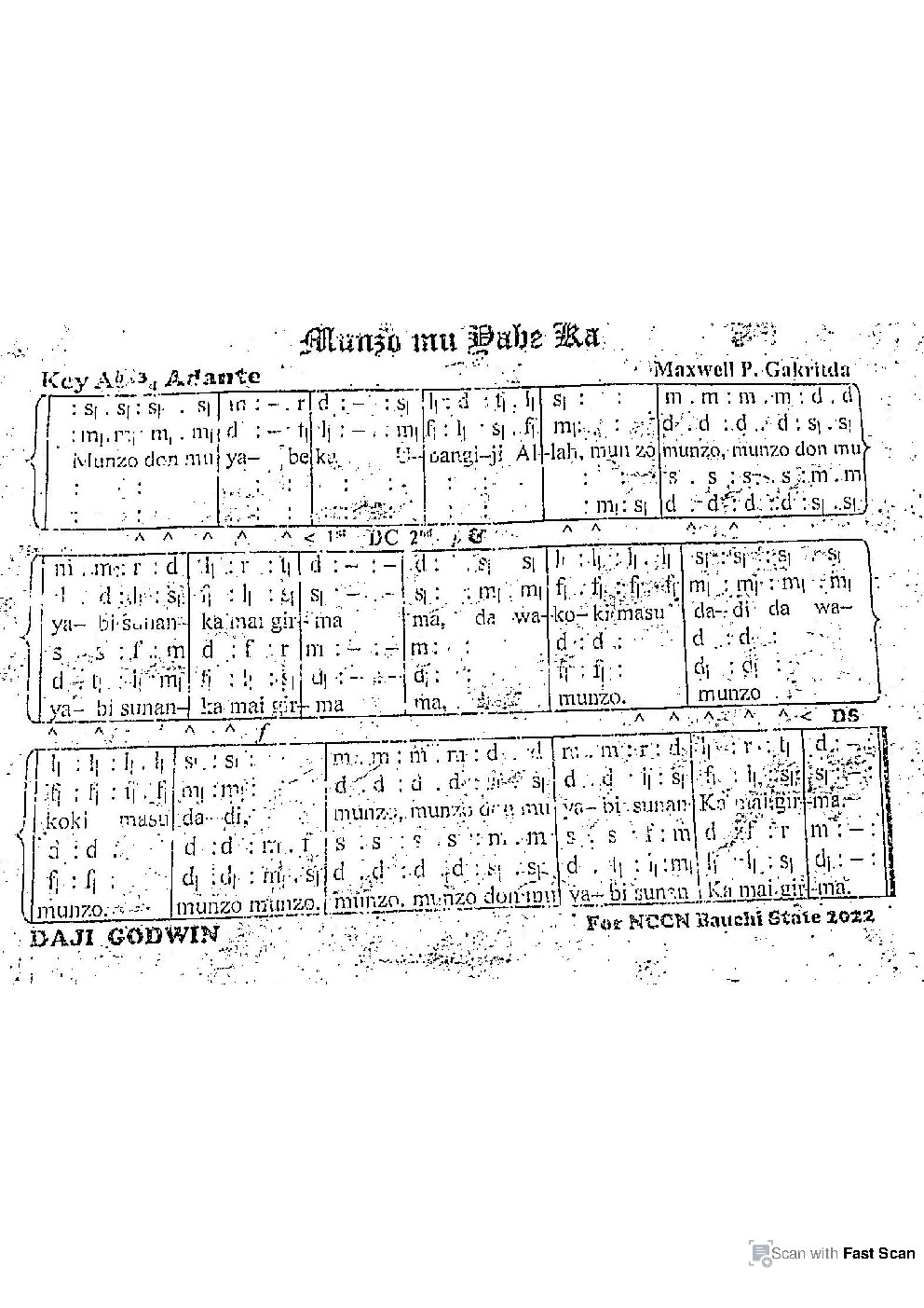 munzo mu yabe ka - Choir Script PDF Thumbnail