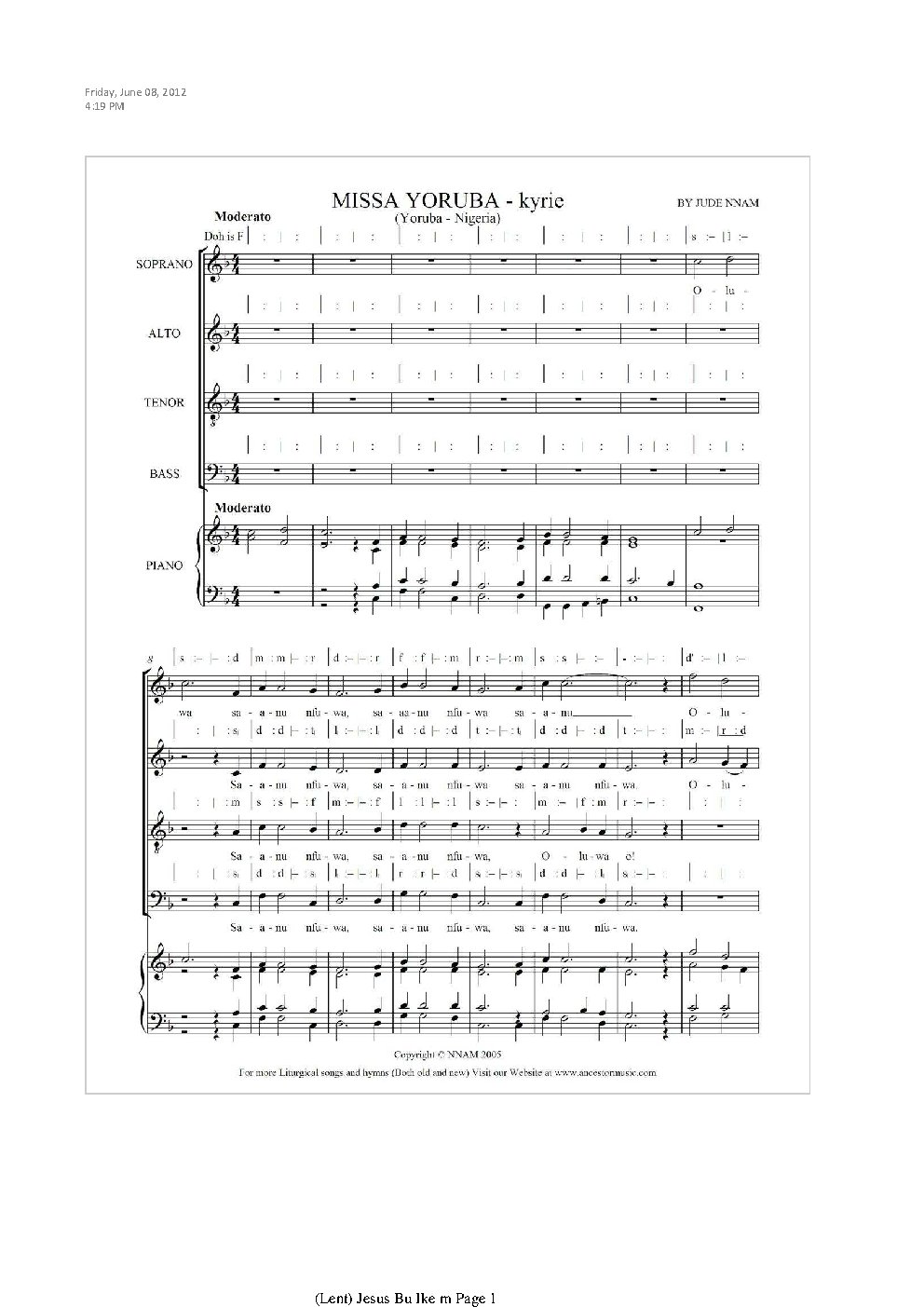 Missa Yoruba - Kyrie