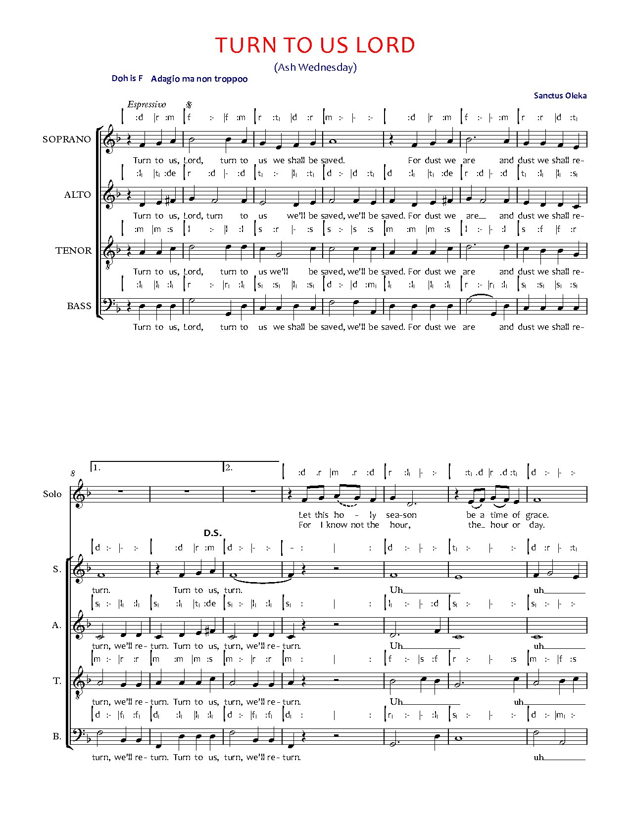(Com) Turn To Us Lord - Download Choir Script PDF