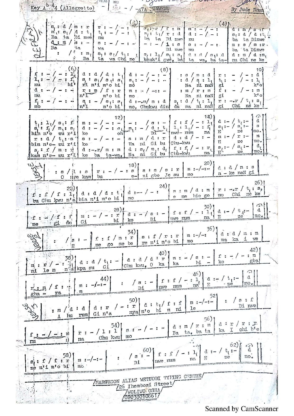 (Com) Bata Dinwenu - Jude Nnam - Download Choir Script PDF