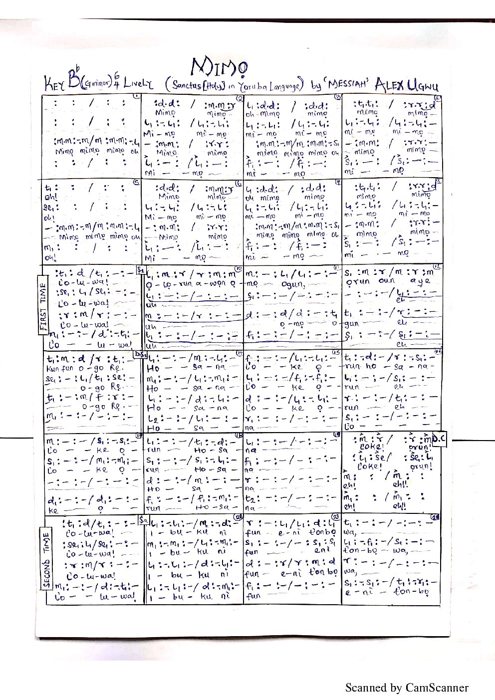 Mimọ - Choir Script PDF Thumbnail