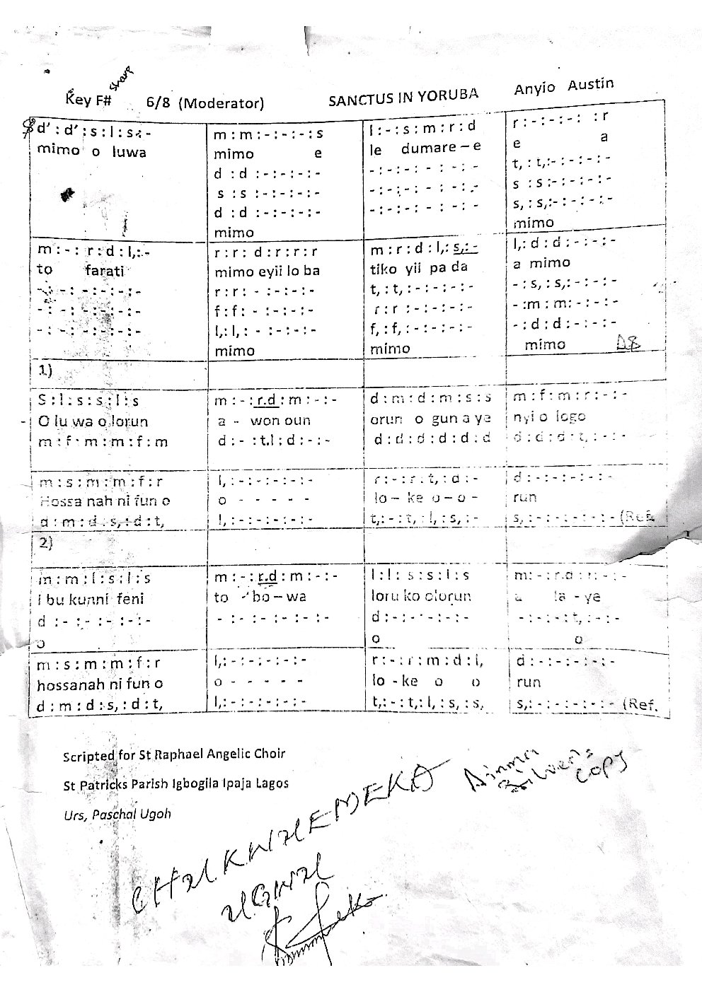 SANCTUS IN YORUBA