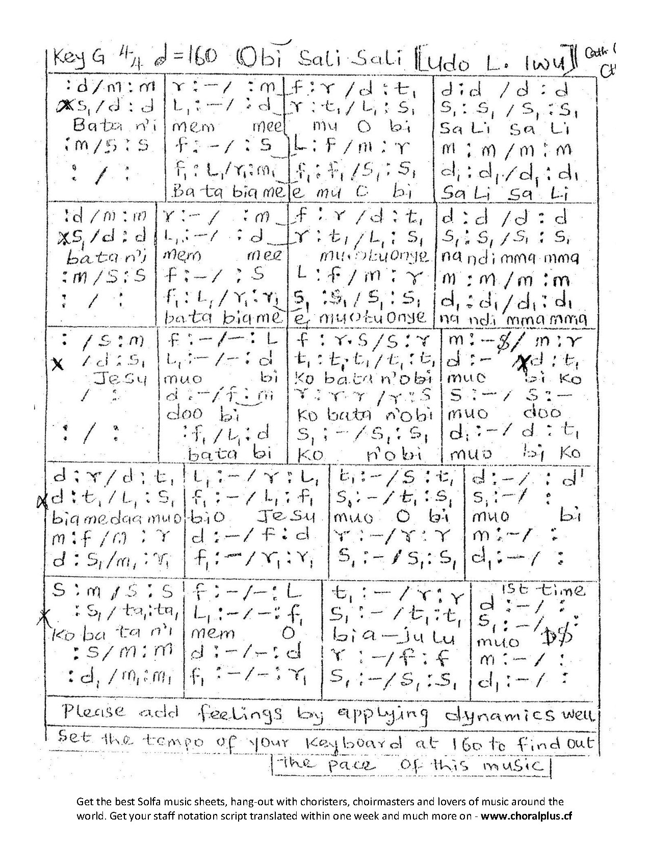 (Com) Obi Sali Sali - Download Choir Script PDF