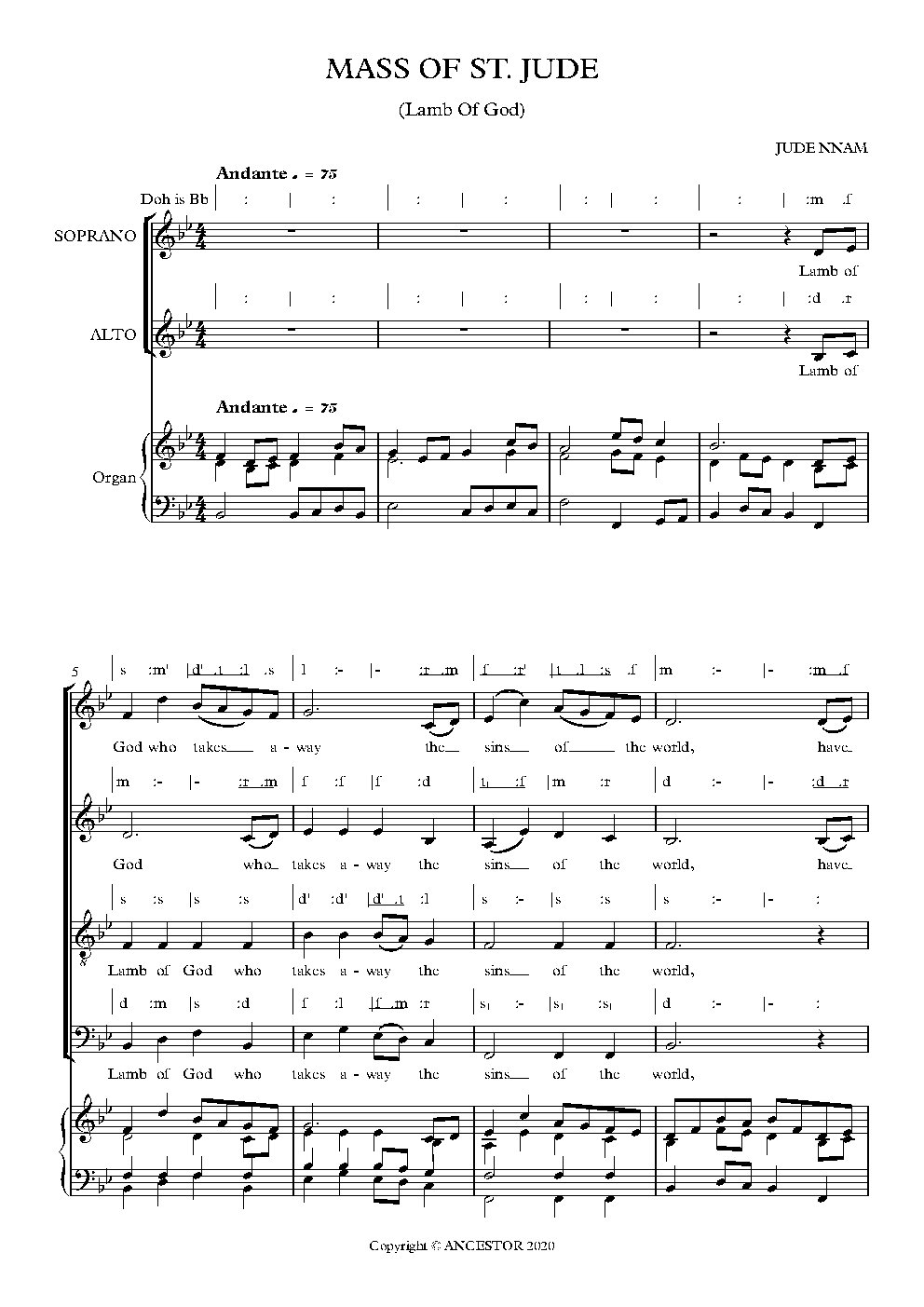 MASS OF ST. JUDE (Lamb Of God) - Choir Script PDF Thumbnail