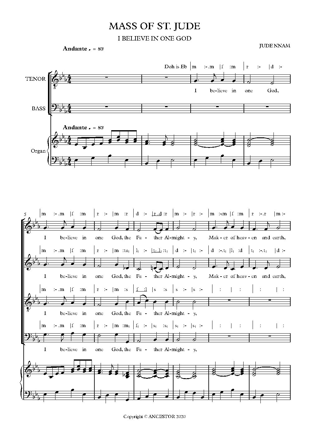MASS OF ST. JUDE - I BELIEVE IN ONE GOD - Choir Script PDF Thumbnail
