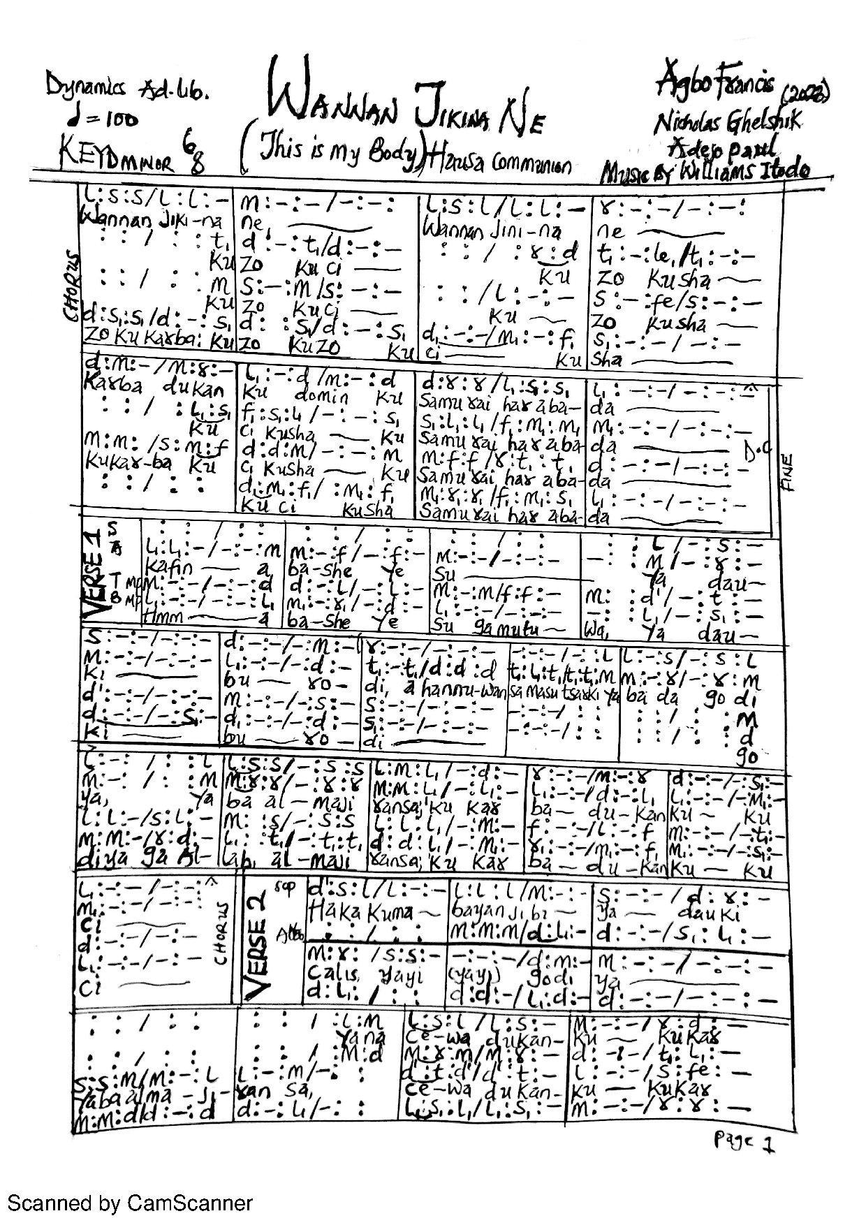 (Com) Wannan Jikina Ne Film - Download Choir Script PDF