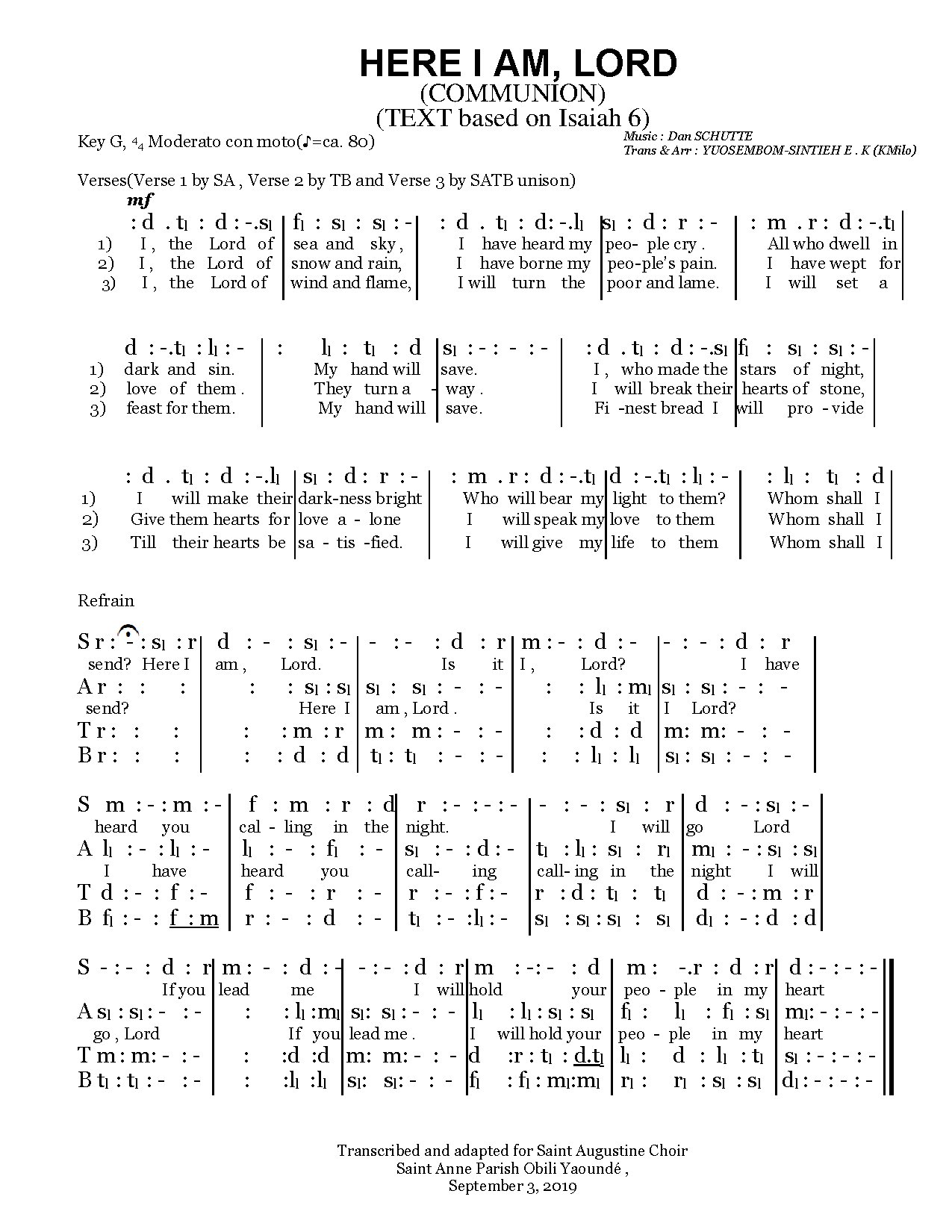 (Com) Here I Am Lord - Download Choir Script PDF
