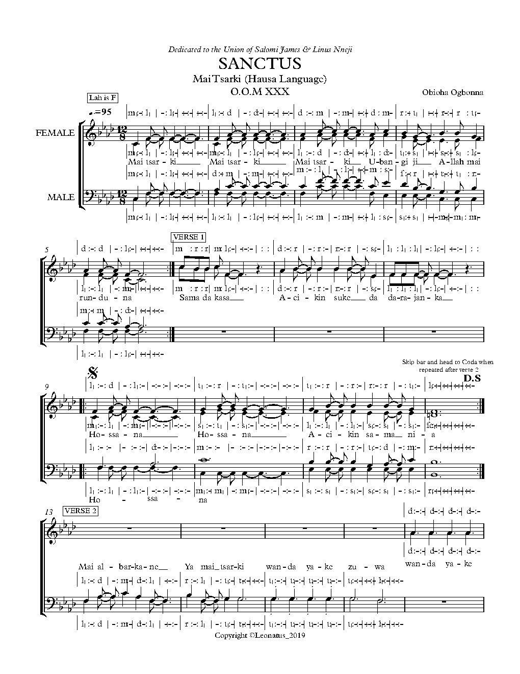 SANCTUS (Mai Tsarki)