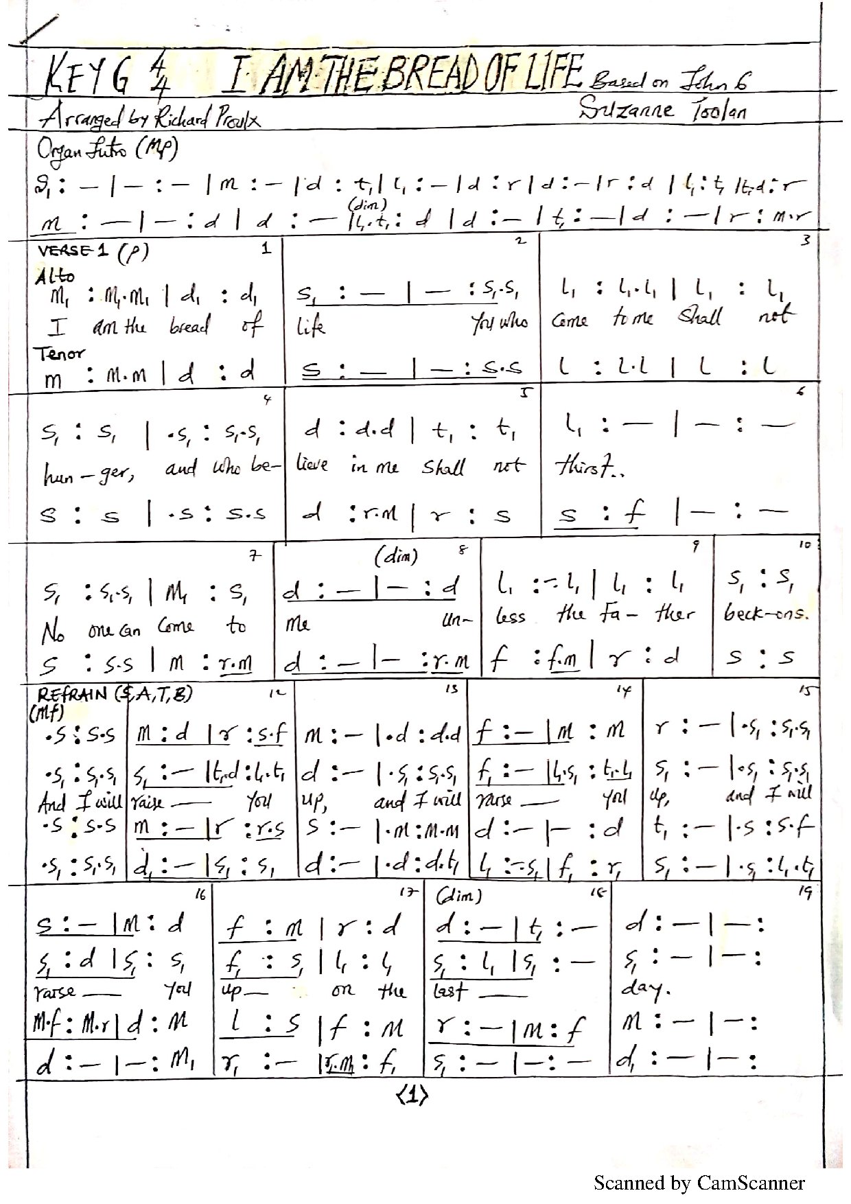 (Com) I Am The Bread Of Life - Suzanne Tooolan - Download Choir Script PDF