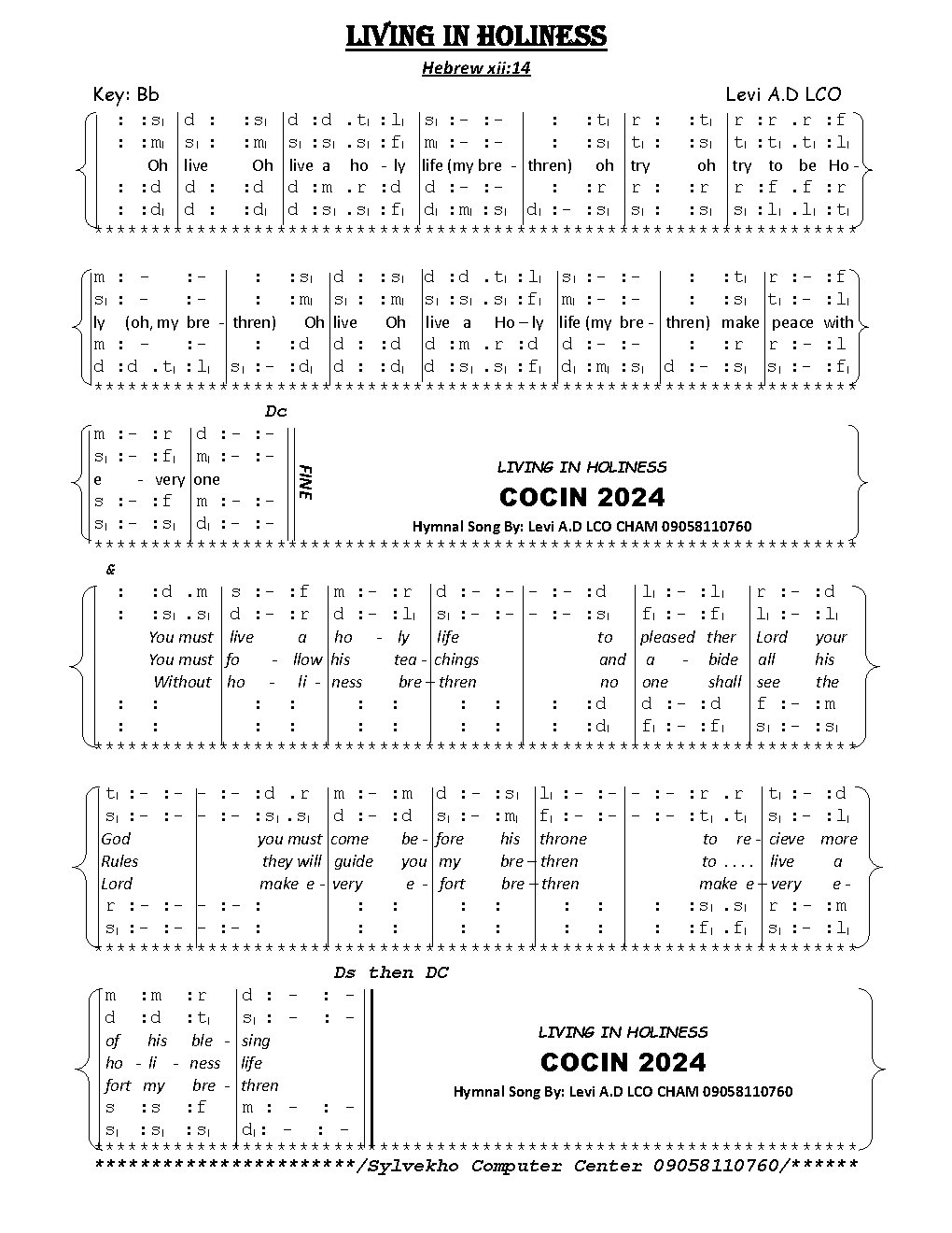 LIVING IN HOLINESS - Choir Script PDF Thumbnail