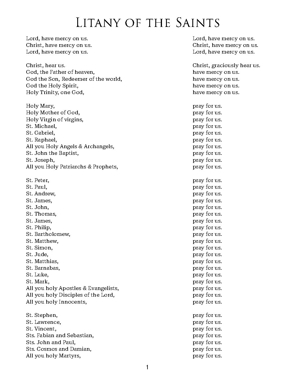 LITANY OF THE SAINTS