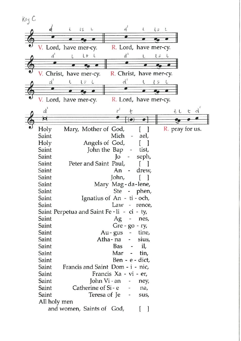 Litany of the saints (English) for Easter