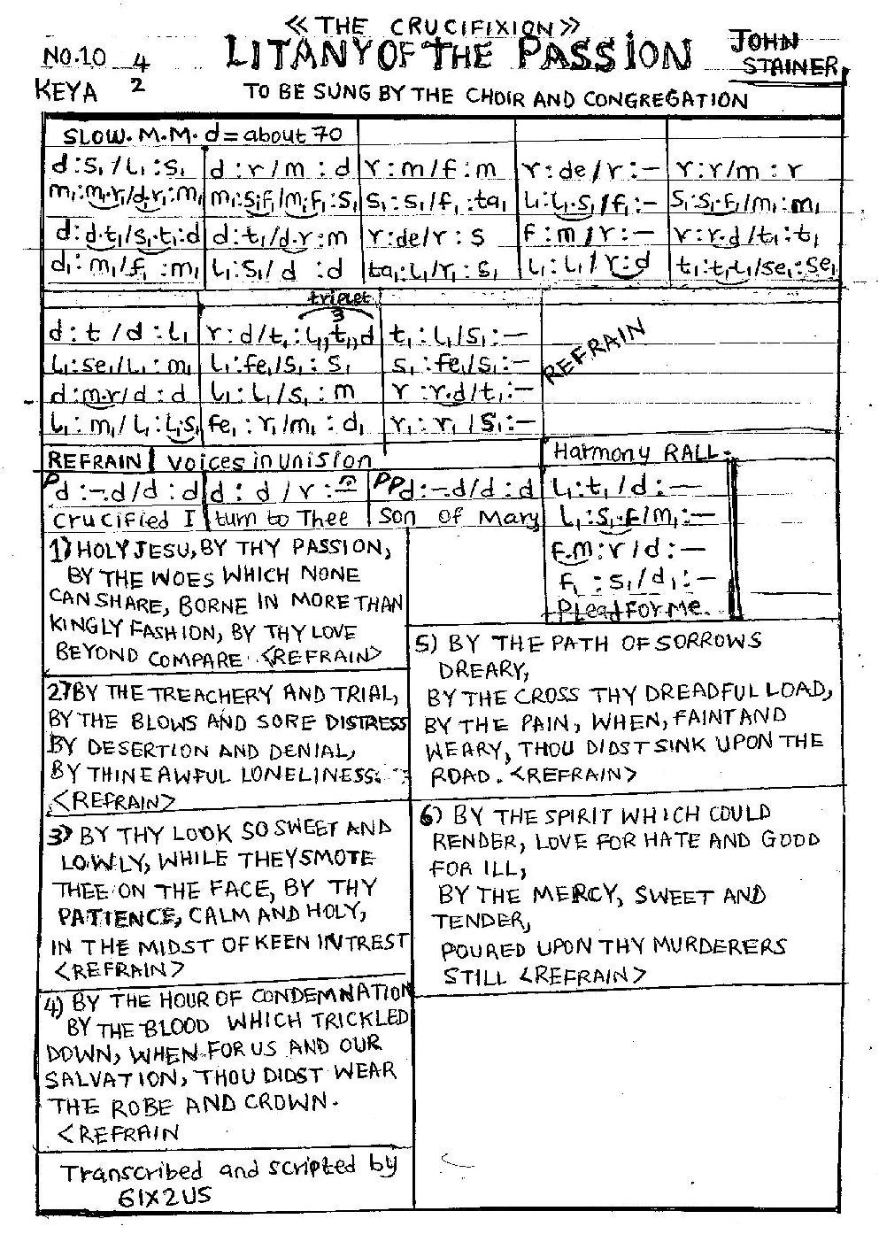 LITANY OF THE PASSION