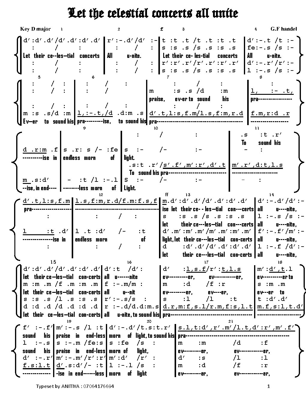 Let the celestial concerts all unite - Choir Script PDF Thumbnail