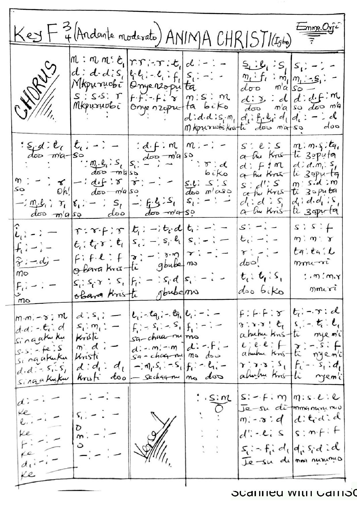 (Com) Anima Christi(igbo) - Emmaorji - Download Choir Script PDF