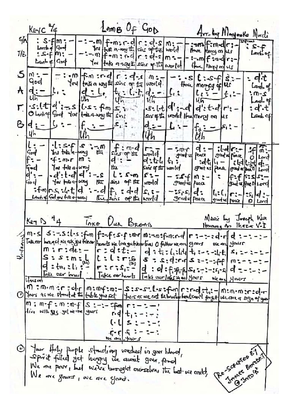 Lamb Of God - Choir Script PDF Thumbnail