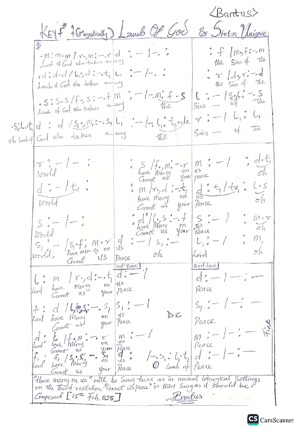 Lamb Of God - Choir Script PDF Thumbnail