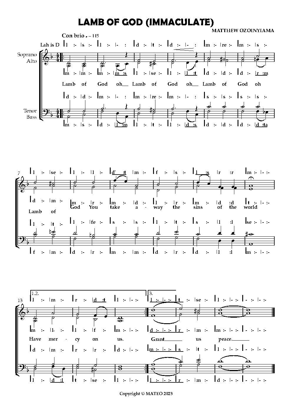 LAMB OF GOD (IMMACULATE)