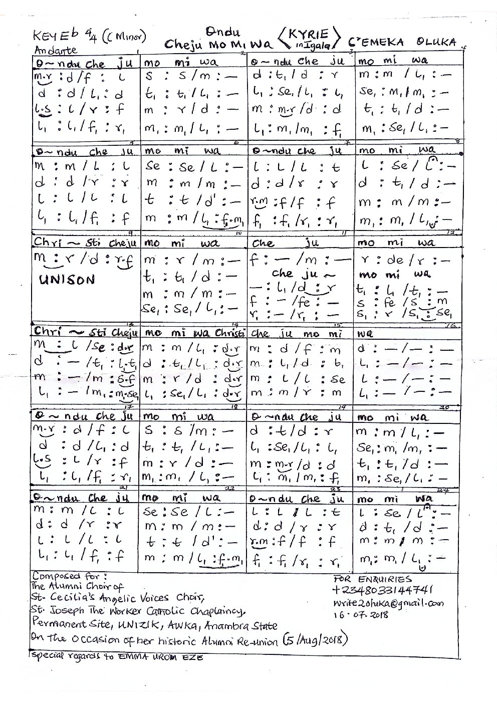 Ọndu Cheju Mo Mi Wa