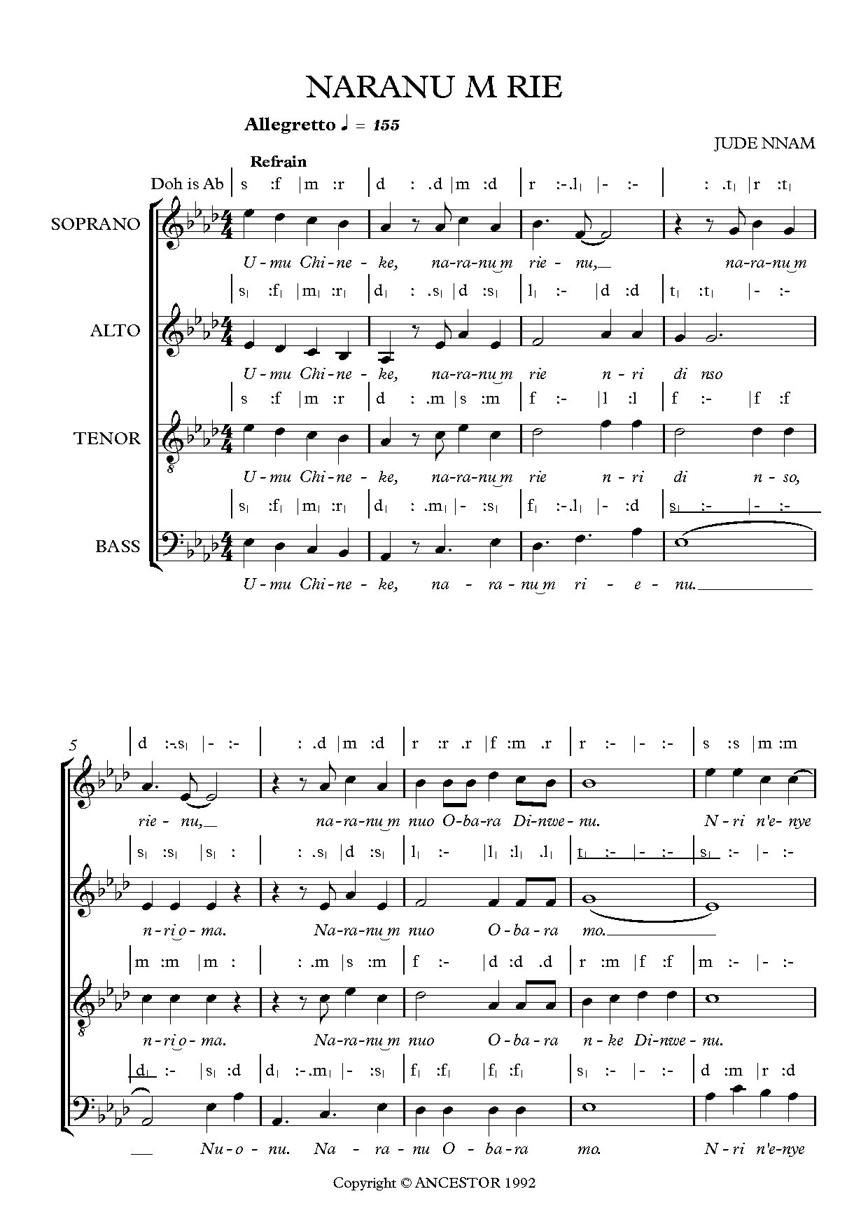 (Com) Naranu M Rie - Jude Nnam - Download Choir Script PDF