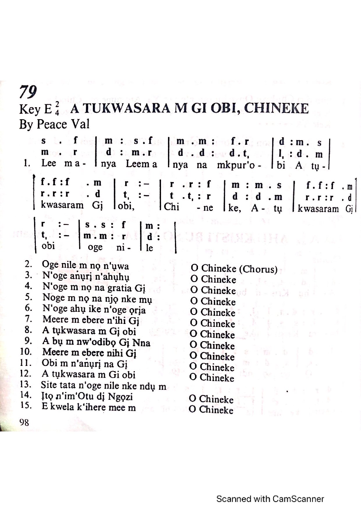 (Com) Atukwasaram Gi Obi Chineke - Peace Val - Download Choir Script PDF