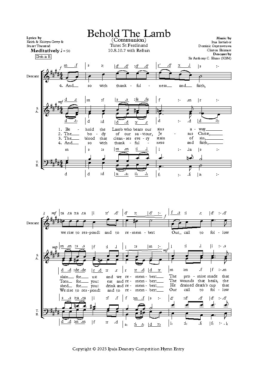 (Com) Behold The Lamb - Itua Inetiabor - Download Choir Script PDF