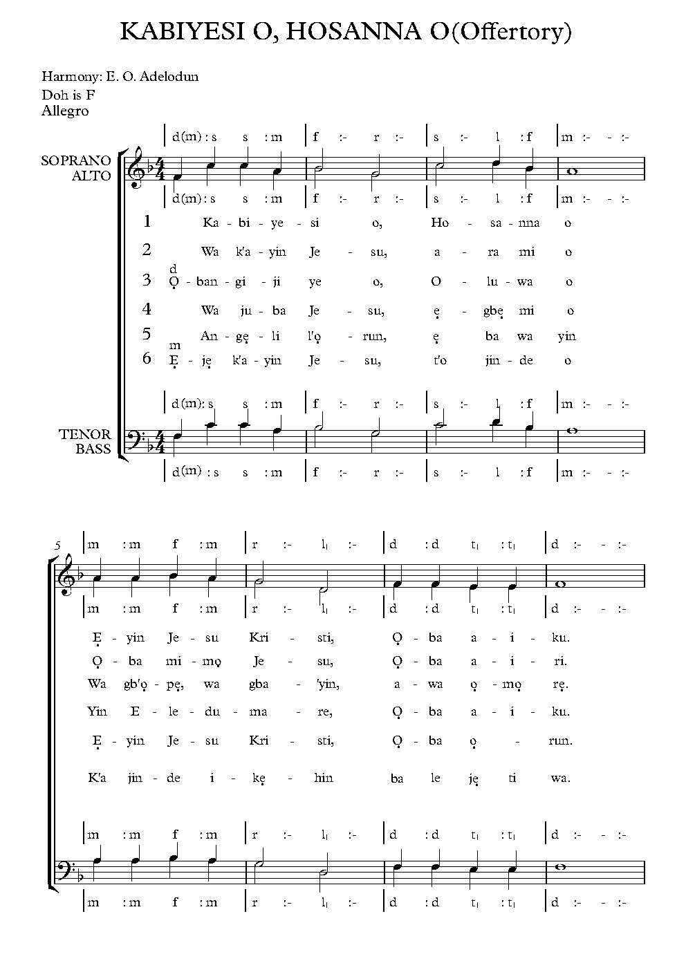 KABIYESI O, HOSANNA O