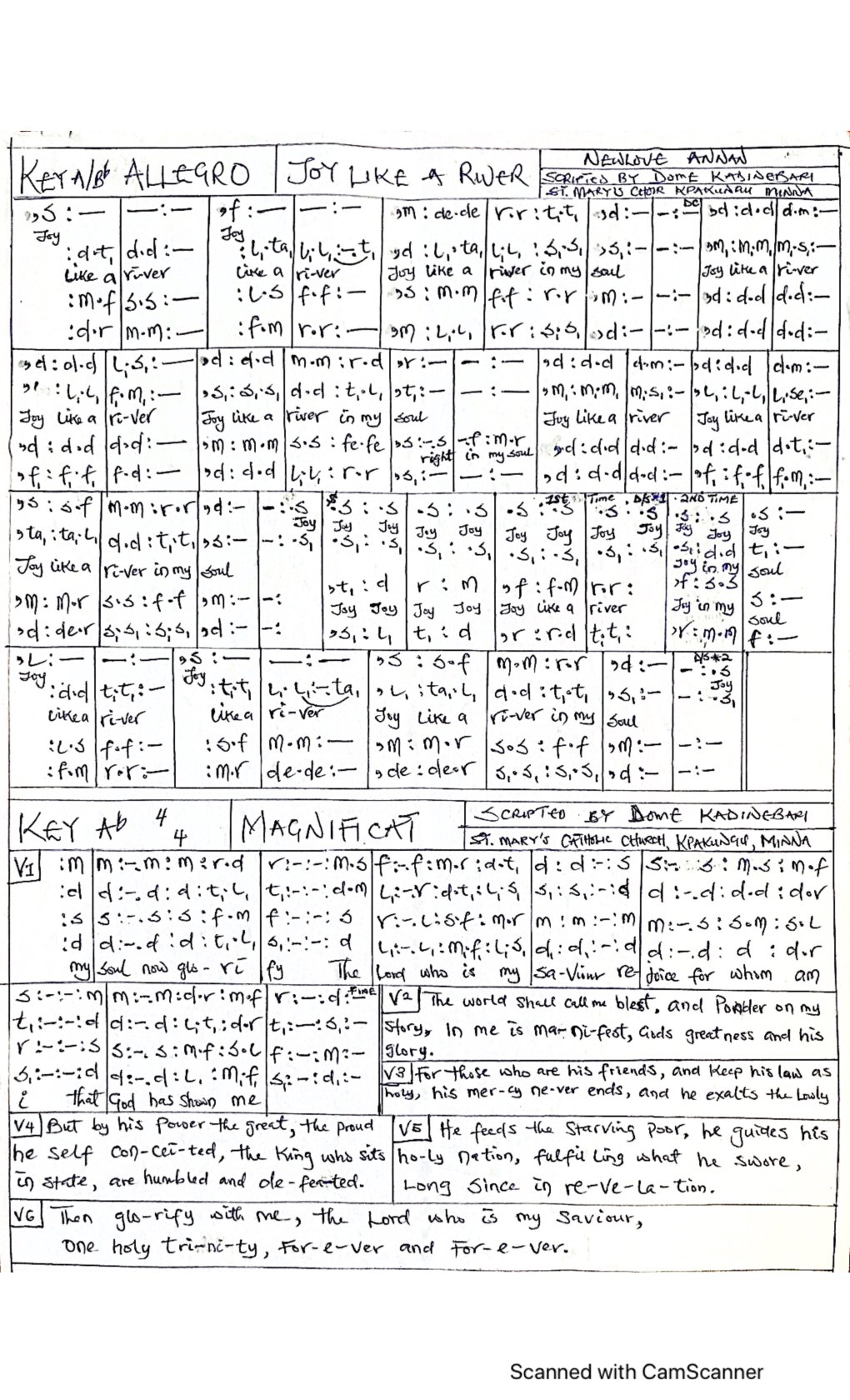 JOY LIKE A RIVER / MAGNIFICAT - Choir Script PDF Thumbnail