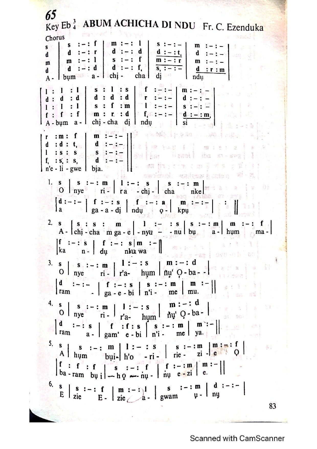 (Com) Abum Achicha Di Ndu - Fr. Ezenduka - Download Choir Script PDF