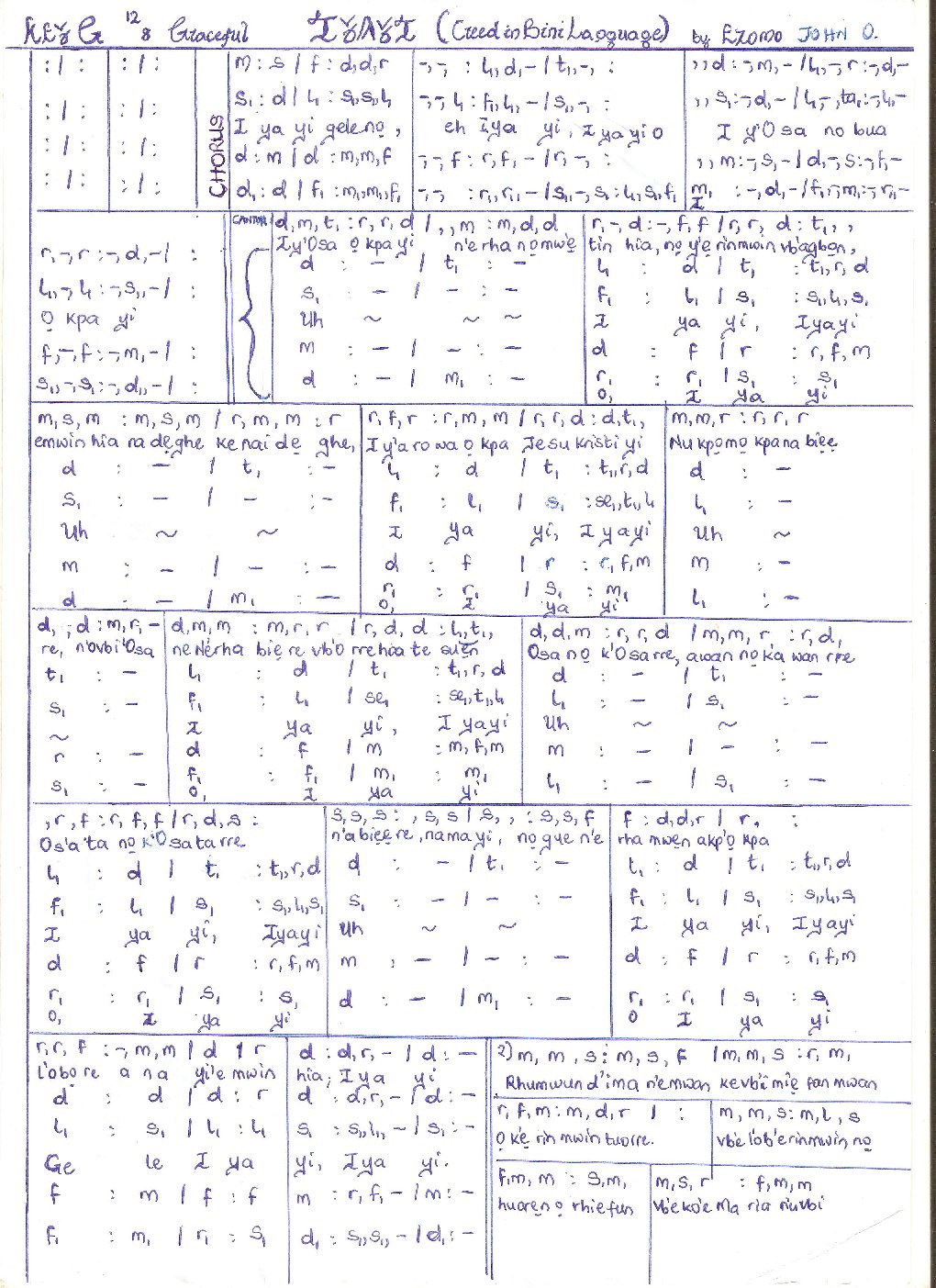 Iyayi (Creed in Bini Language)