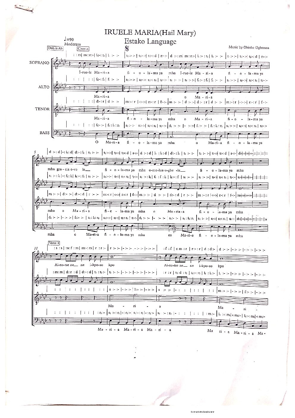 IRUELE MARIA (Hail Mary) - Choir Script PDF Thumbnail