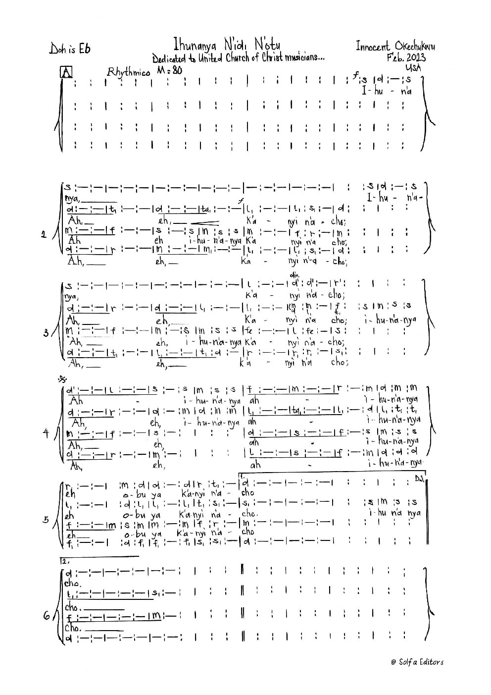 Ihunanya N'idi N'otu - Choir Script PDF Thumbnail