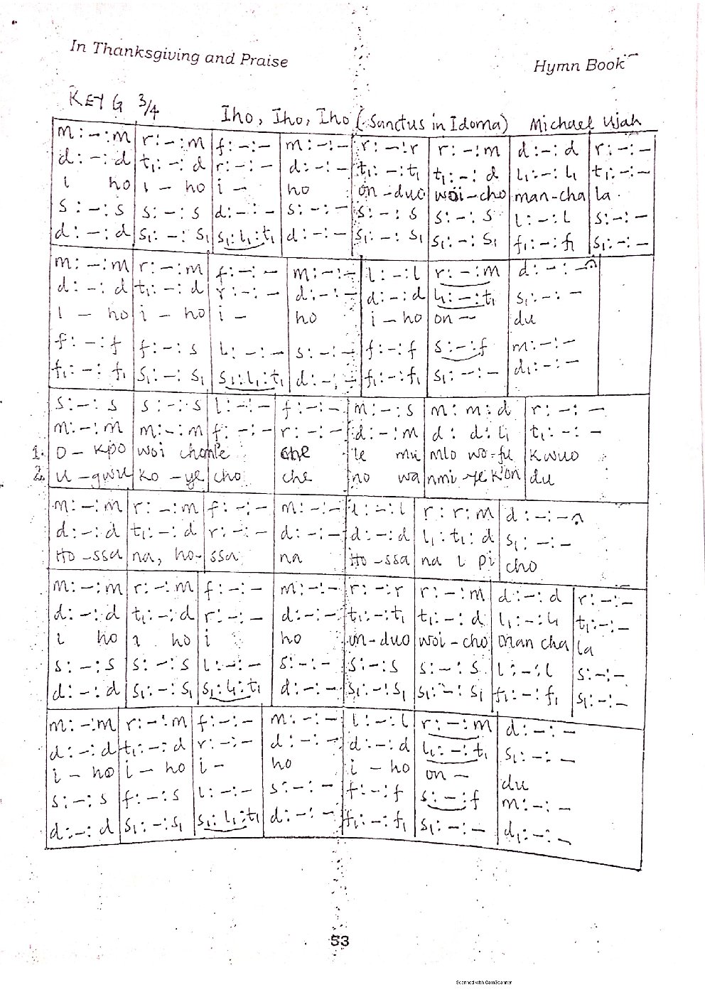 Iho, Iho, Iho (Sanctus in Idoma) - Choir Script PDF Thumbnail