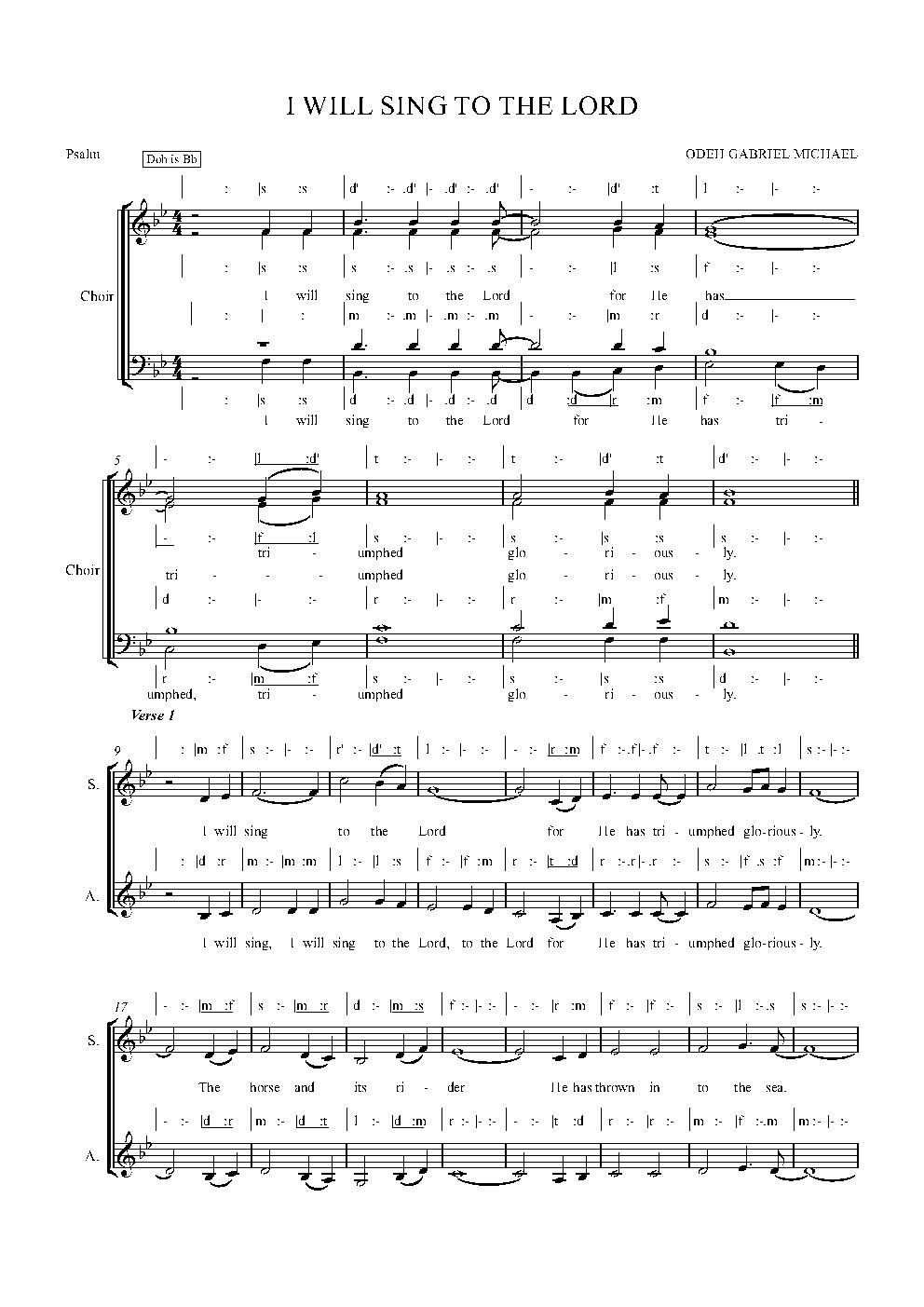I WILL SING TO THE LORD