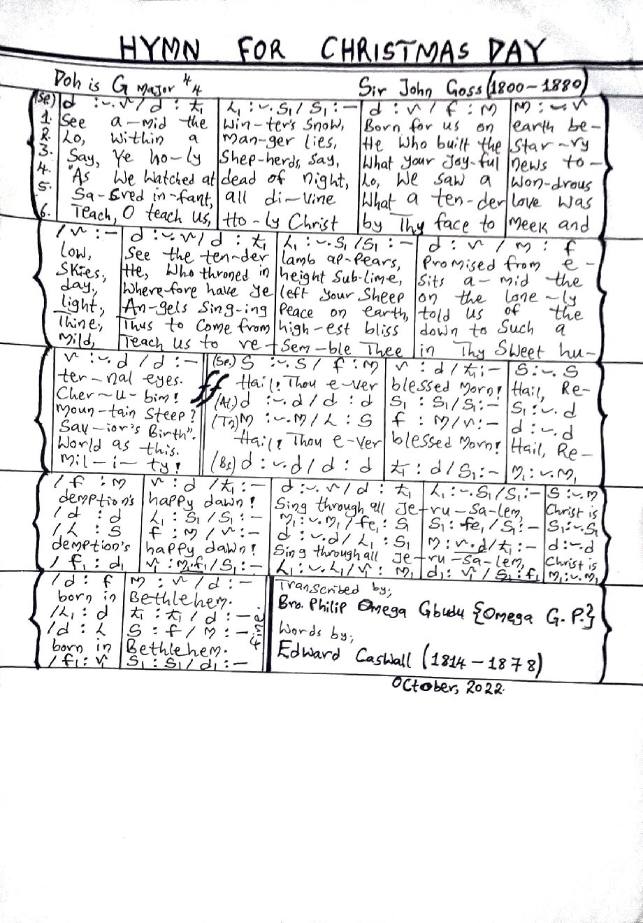 HYMN FOR CHRISTMAS DAY - Choir Script PDF Thumbnail
