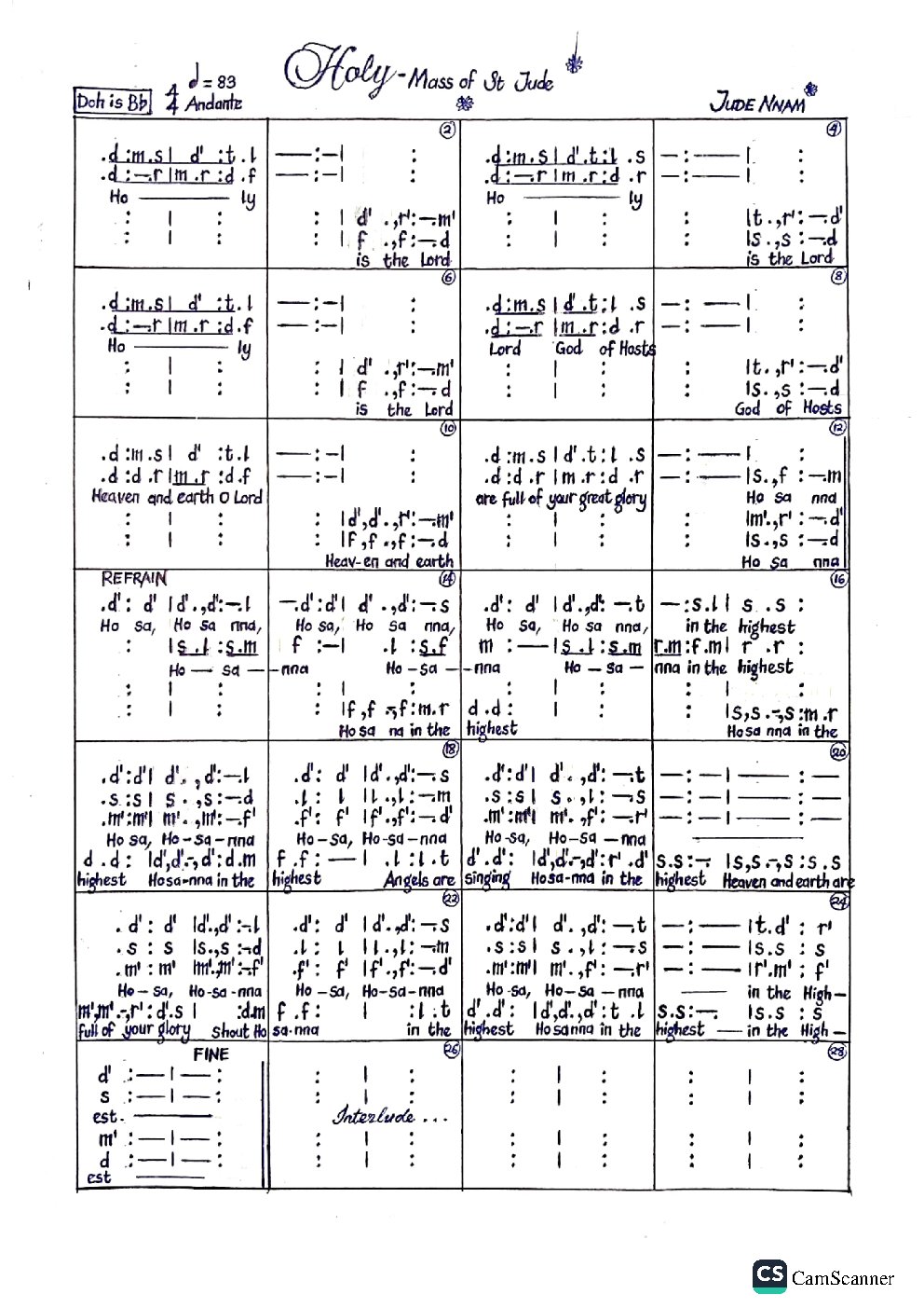 Holy - Mass of St Jude - Choir Script PDF Thumbnail