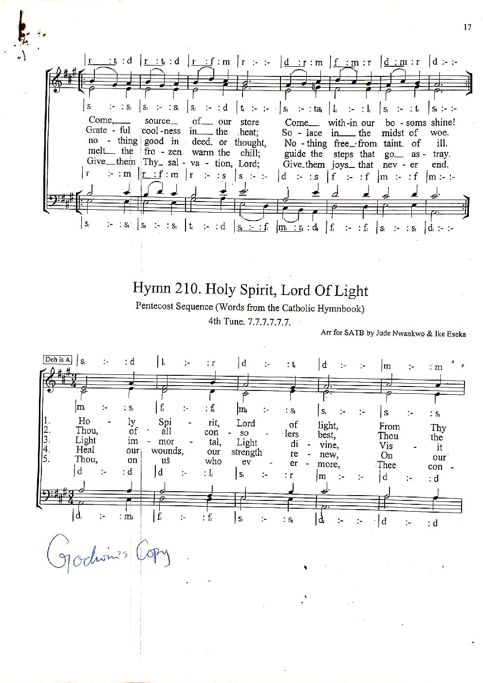 Hymn 210. Holy Spirit, Lord Of Light