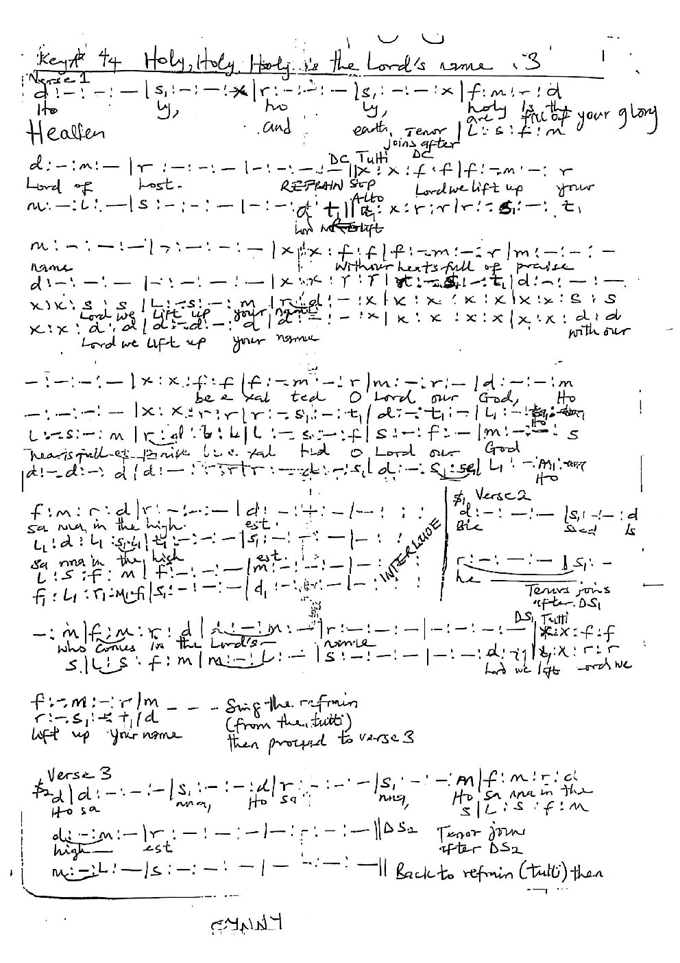 Holy, Holy, Holy is the Lord's name - Choir Script PDF Thumbnail