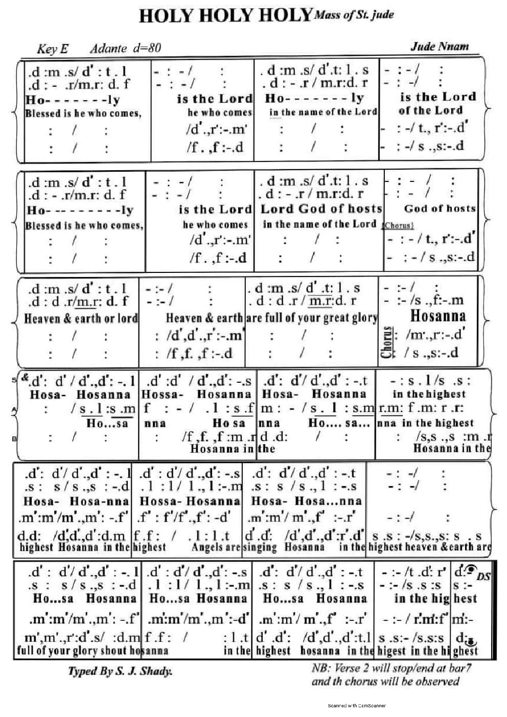 HOLY HOLY HOLY Mass of St. Jude - Choir Script PDF Thumbnail