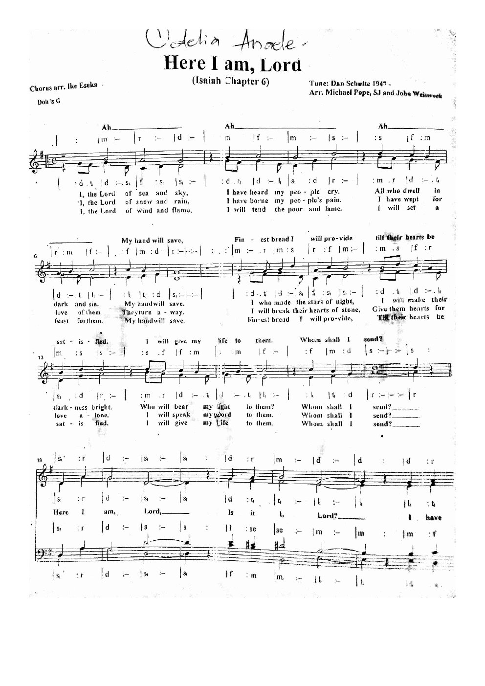 Here I am, Lord - Choir Script PDF Thumbnail