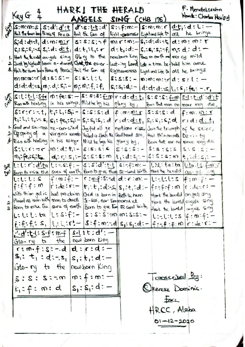 HARK! THE HERALD ANGELS SING (CHB 176)