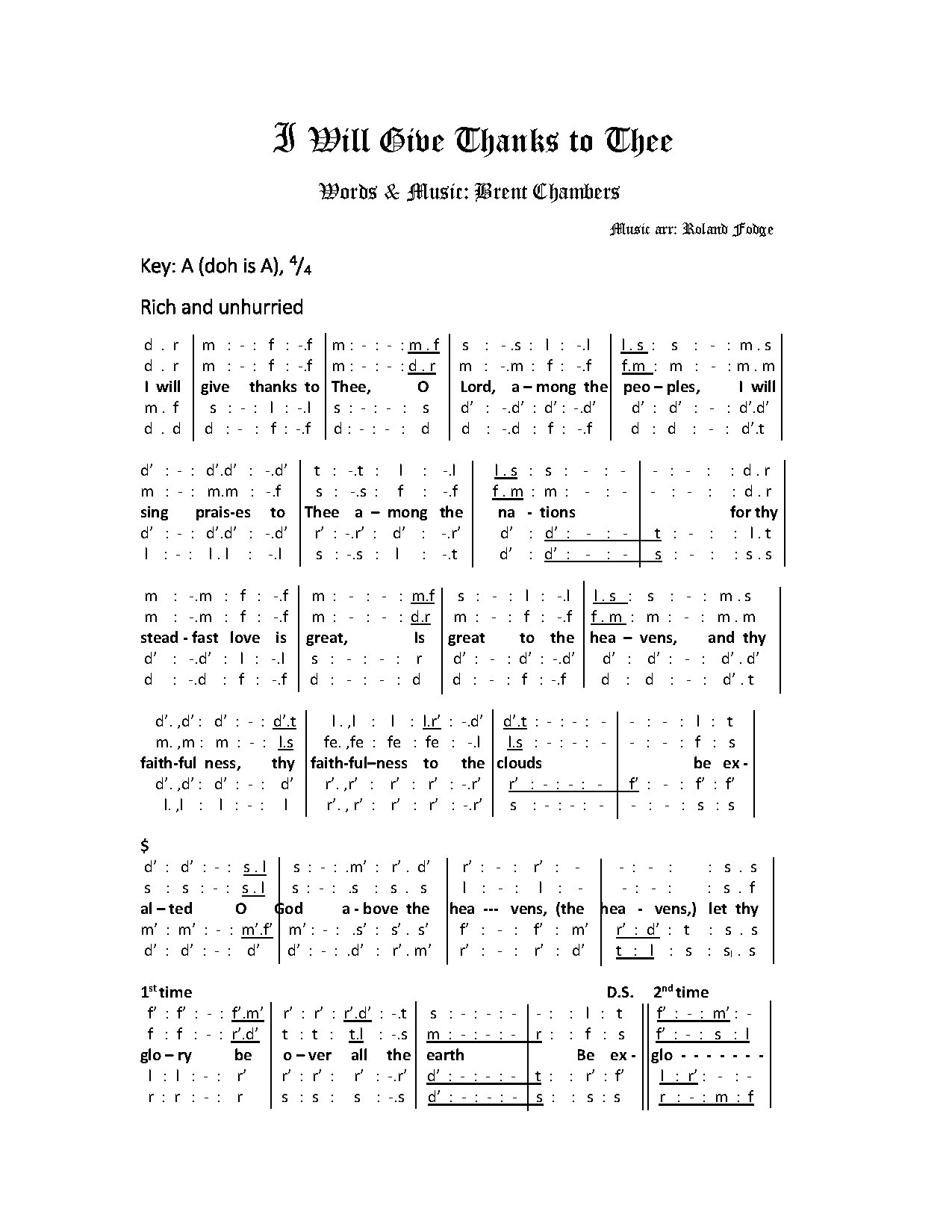 (Concert) I Will Give Thanks To Thee - Brent Chambers