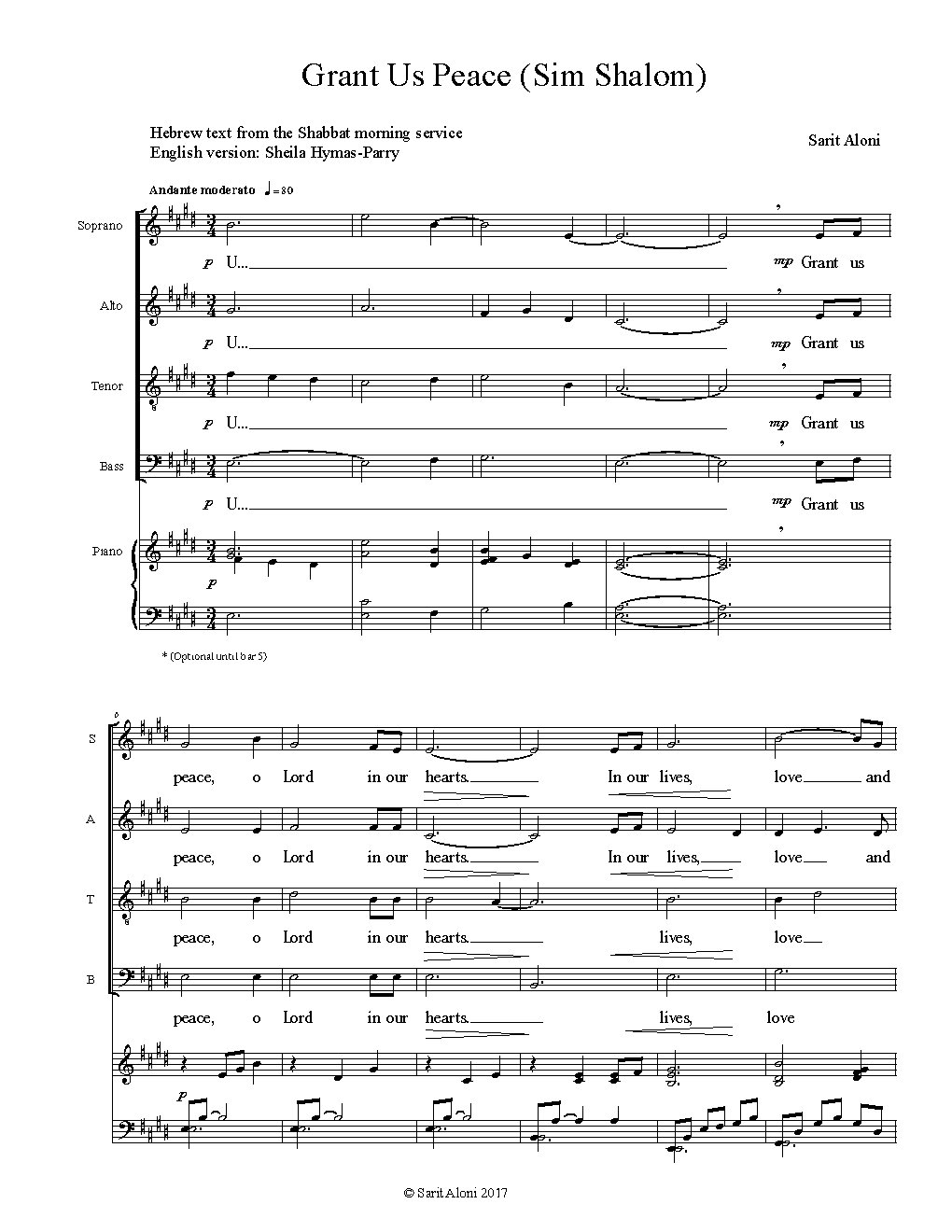 Grant Us Peace (Sim Shalom)