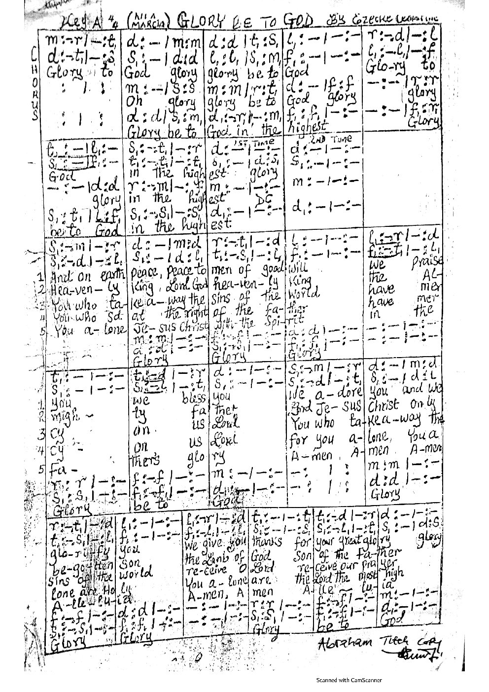 GLORY BE TO GOD - Choir Script PDF Thumbnail