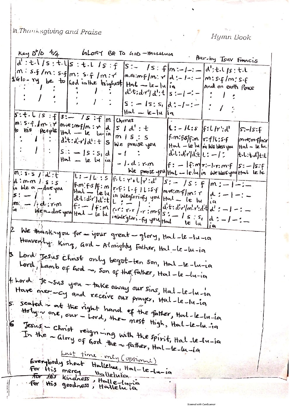 GLORY BE TO GOD - HALLELUIA - Choir Script PDF Thumbnail