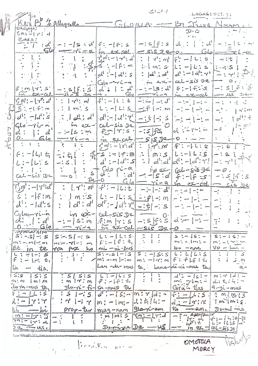 GLORIA - Choir Script PDF Thumbnail